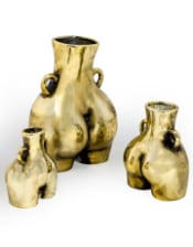 Antique Gold Large "Love Handles" Booty Vase