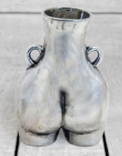 Antique Silver Large "Love Handles" Booty Vase