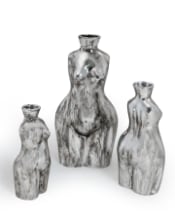 Antique Silver Medium Female Body Ceramic Stem Vase
