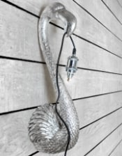 Antique Silver Flamingo Head Wall Lamp