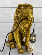 Antique Gold Sitting Lion Table Lamp