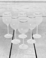 Set of 6 Traditional Wine Glasses with Silver Rims