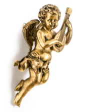 Gold Cherub Guitar Wall Figure