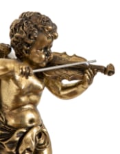 Gold Cherub Violin Wall Figure