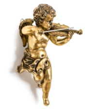 Gold Cherub Violin Wall Figure