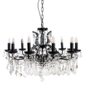 Large 12 Branch Matt Black Shallow Chandelier