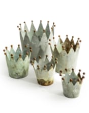 Set of 5 Oxidised-Metal Effect Crown Planters