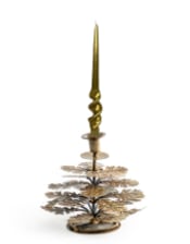 Antique Gold Oak Leaf Candle Holder