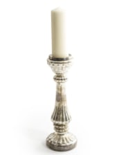 Large Rustic Antique Silver Glass Candle Holder