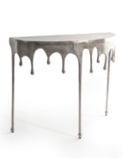 Raw Nickel "Dali" Drip Oval Aluminium Console Table