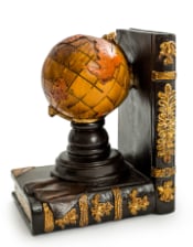 Antiqued Pair of Globe Bookends