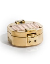 Polished Brass Nautical Compass w/ Copper Tag