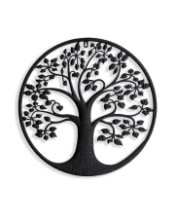 Matt Black Hammered-Effect "Tree of Life" Wall Decor