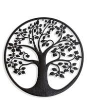 Large Matt Black Hammered-Effect "Tree of Life" Wall Decor