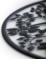 Large Matt Black Hammered-Effect "Tree of Life" Wall Decor