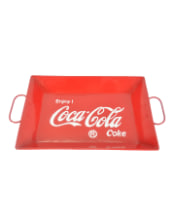 Antiqued Metal Red Cola Serving Tray