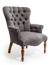 Pewter Herringbone Button Back Occasional Chair - Hand Made in the UK
