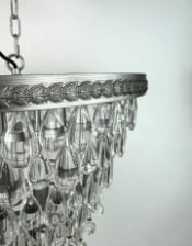 Large Brushed Silver Finish Rainfall Chandelier w/ Clear Crystals