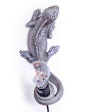 Antique Silver Iguana Wall / Table Lamp