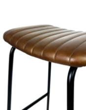 Industrial Ribbed Leather & Iron Classic Bar Stool (to be bought in qtys of 2)