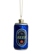 Beer Can Decorative Glass Hanging Ornament (to be bought in qtys of 12)