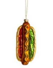 Hot Dog Decorative Glass Hanging Ornament (to be bought in qtys of 12)