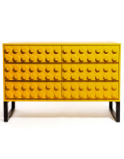 Yellow "Ogel" Block Solid Wood 6 Drawer Side Cabinet