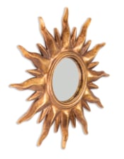 Antique Gold Sunburst Framed Small Convex Mirror