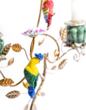 Antiqued Ornate Multi Branch Parrot Candle Holder