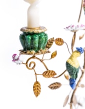 Antiqued Ornate Multi Branch Parrot Candle Holder