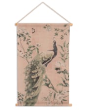 Peacock Dusky Pink Floral Wall Hanging Canvas Print