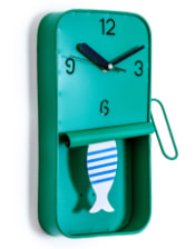 Mint Green Metal Sardine Tin Pendulum Wall Clock