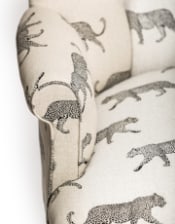 Black Leopard on Oatmeal Button Back Occasional Chair - Hand Made in the UK