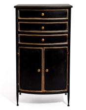 Black and Antique Gold "Orwell" Door & Drawer Side Cabinet
