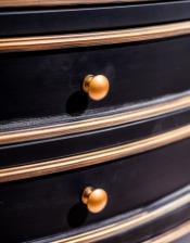 Black and Antique Gold "Orwell" Door & Drawer Side Cabinet