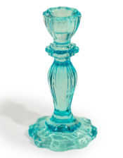 Light Blue Classic Glass Candle Holder (to be bought in qtys of 6)