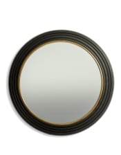 Large Savoy Black & Gold Metal Step-Framed Round Wall Mirror