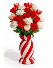 Large Red/White Striped Candy Ceramic Vase