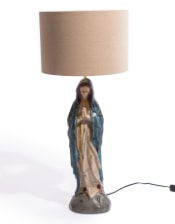 Antiqued Praying Maria Table Lamp w/ Oatmeal Shade