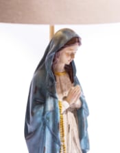Antiqued Praying Maria Table Lamp w/ Oatmeal Shade