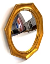 Extra Large Antiqued Gold Octagonal Framed Convex Mirror