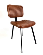 Industrial Vintage Ribbed Dark Leather & Iron Chair (to be bought in qtys of 2)