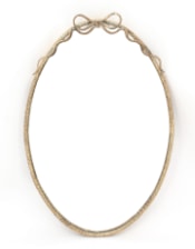 Large Oval Gold Hammered Metal Wall Mirror w/ Bow