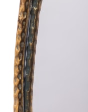Large Oval Gold Hammered Metal Wall Mirror w/ Bow