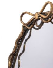 Large Oval Gold Hammered Metal Wall Mirror w/ Bow