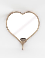 Gold Metal Heart Wall Mirror w/ Candle Holder