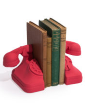 Set of Matt Pink/Red Telephone Bookends
