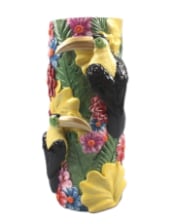 Vibrant Coloured Floral Toucan Bird Vase