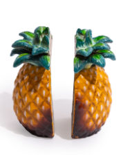 Cast Iron Antiqued Pair of Pineapple Bookends