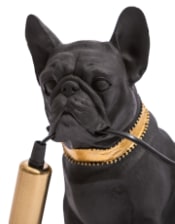 Matt Black & Gold Pug Table Lamp